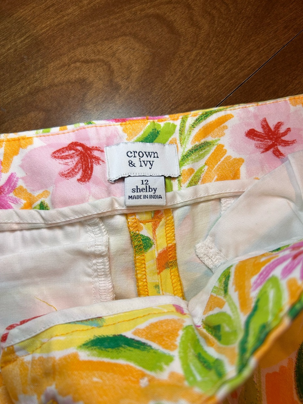crown & ivy Yellow, Pink & Green Floral Scallop-Hem Skort - Picture 4 of 8